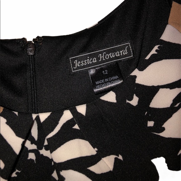 Black and Tan print dress with shrug sweater - Picture 4 of 6